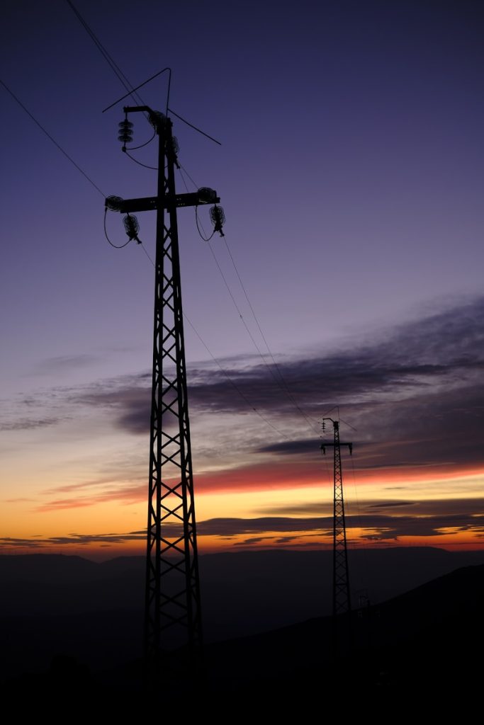silhouette of utility pole